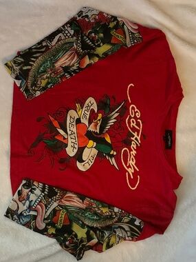 Ed Hardy Red Tattoo-Inspired Long Sleeve Shirt